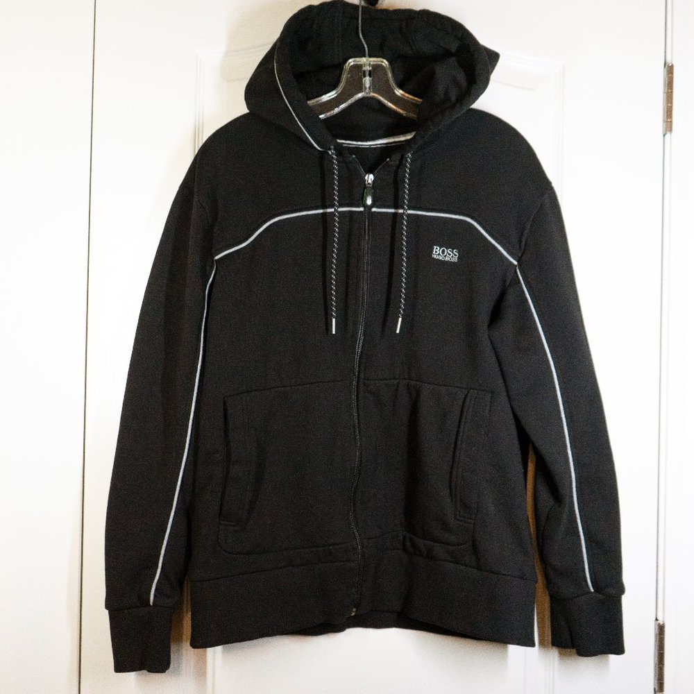 Men's Hugo Boss black zip hoodie Size L